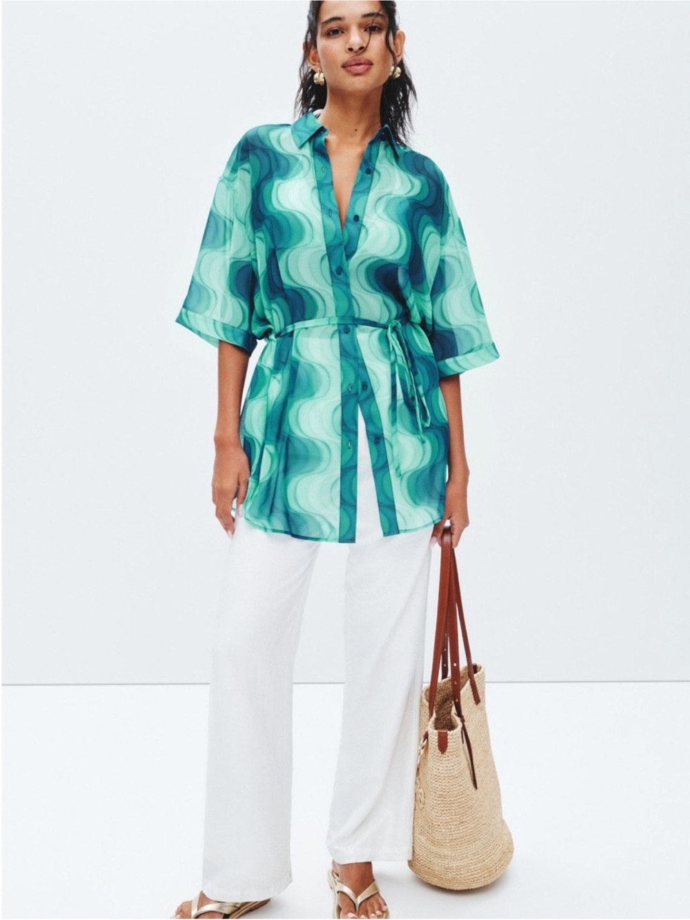 Devon Windsor Gala Cover-Up Shirt, Size: M